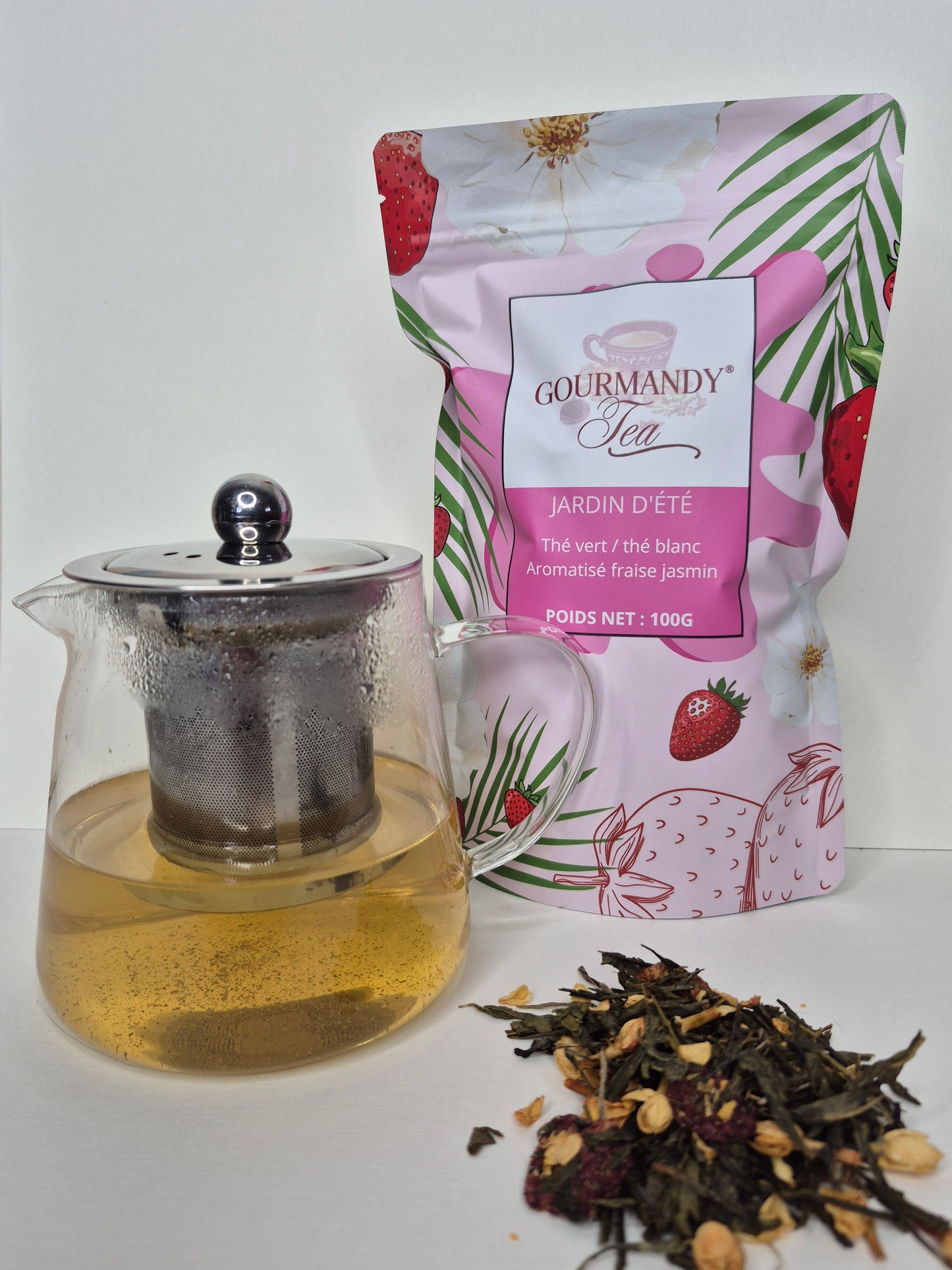 Thé vert parfumé "JARDIN D'ETE" - Saveur Fraise Jasmin