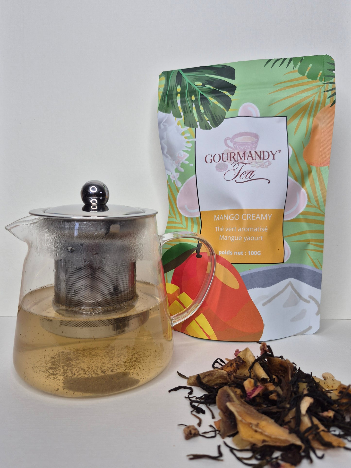 Thé vert parfumé "MANGO CREAMY" - Saveur Yaourt à la mangue